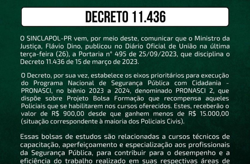  COMUNICADO SINCLAPOL-PR – DECRETO 11.436